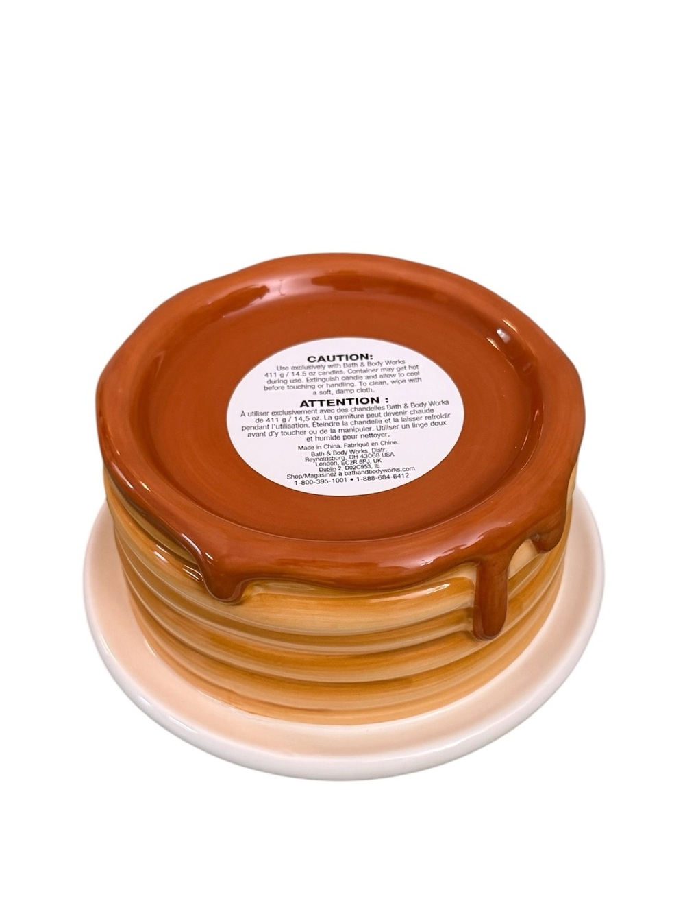 2-Pc Bath & Body Works PANCAKE STACK 3-Wick Candle Holder CARAMEL VANILLA Set - Picture 6 of 10